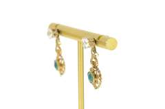 14K Yellow Gold Malachite Dangle Stud Enhancer Earring Jackets