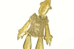 14K Yellow Gold Articulated Clown Comedy Symbol Circus Pendant