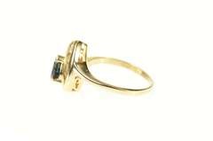 14K Yellow Gold Pear Sapphire Diamond Accent Cluster Ring