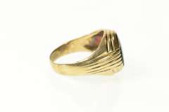 10K Yellow Gold Retro Oval Bloodstone Ornate Statement Ring