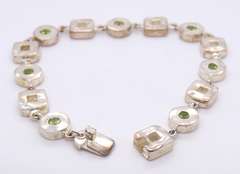 Strerling Silver Round and Square Link Bracelet