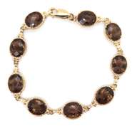 Wonderful Smokey Quartz Yellow Gold Bracelet