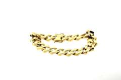 Shiny 14k Gold Curb Chain Italian Handmade Bracelet