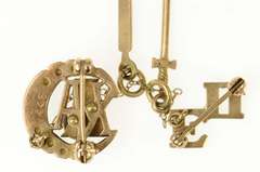 10K Yellow Gold Lambda Chi Alpha Seed Pearl Ruby Lapel Pin/Brooch