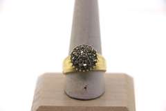 Elegant Diamond Cluster Ring with 14k White and Yellow Gold