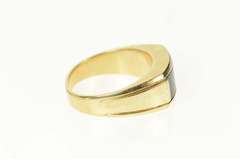 10K Yellow Gold 1960's Squared Black Onyx Men's Statement Ring