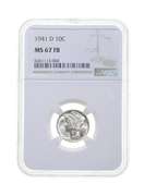 MS67 FB 1941-D Mercury Silver Dime - Graded NGC