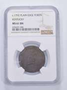 MS61 BN 1792 Kentucky Plain Edge Token - Graded NGC