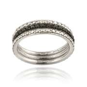 Sterling Silver 2/5ct Black Diamond Stackable Eternity Band Rings Set