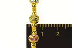 18K Yellow Gold Ruby Peridot Sapphire Encrusted Ornate Bracelet
