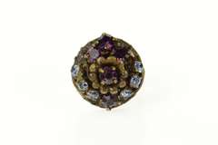 14K Yellow Gold Arts & Crafts Sim. Amethyst Floral Cocktail Ring