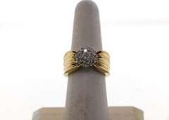 Magnificent Cluster Diamond Ring with Cushion style 14k Gold Band