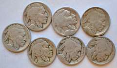 7 Denver Mintmarked Partial Date Buffalo Nickels