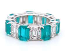 Green and White Cubic Zirconia Sterling Silver Band