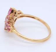 Charming Yellow Gold Lance Fischer Ceylon Pink Sapphire and Diamond Ring