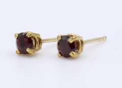 Lovely Yellow Gold Red Stone Stud Earrings