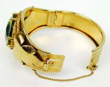 Vintage Signed Designer Bangle with Huge Glass Stone