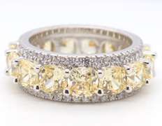 Sterling Silver Yellow Cubic Zirconia Band