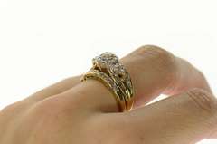 14K Yellow Gold 1.37 Ctw Diamond Cluster Engagement Bridal Set Ring