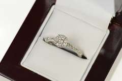 10K White Gold Ctw Diamond Halo Classic Engagement Ring