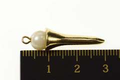14K Yellow Gold Pearl Accented Golf Tee Golfer 3D Charm/Pendant