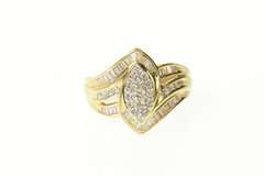 14K Yellow Gold 0.77 Ctw Diamond Encrusted Cluster Statement Ring