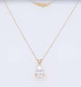 Dazzling Yellow Gold Pear Shaped CZ Solitaire Necklace