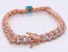 Sterling Silver Green Cubic Zirconia Curb Link Bracelet