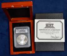 2011 American Silver Eagle ICG 25th Anniversary First Day Of Issue MS70.