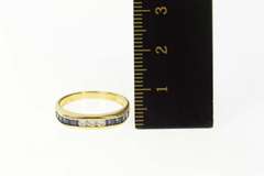 14K Yellow Gold Diamond Princess Sapphire Squared Band Ring