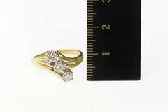 14K Yellow Gold 0.63 Ctw Retro Diamond Bypass Engagement Ring
