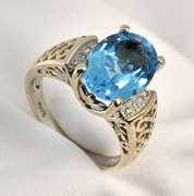 Bold Blue Topaz White Gold Ring