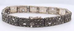 Vintage Set of Marcasite Necklace, Bracelet & Earrings