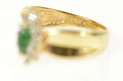 14K Yellow Gold Retro Classic Marquise Syn. Emerald Diamond Ring