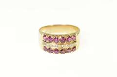 14K Yellow Gold Ornate Ruby Diamond Filigree Band Ring