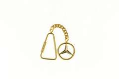 14K Yellow Gold Mercedes Benz Logo Symbol Curb Key Chain