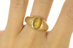 14K Yellow Gold Retro Ornate Tiger's Eye Men's Statement Ring