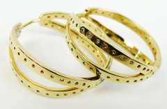 Stellar 14K Inside/Outside Pave Diamond Hoop Earrings