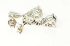 14K White Gold Pear & Baguette CZ Dangle Statement Earrings