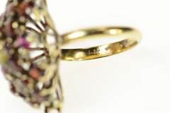 14K Yellow Gold Ornate 1950's Syn. Garnet Cluster Cocktail Ring