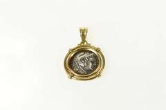 14K Yellow Gold Ancient Roman Tribute Coin Statement Pendant