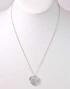 Intricate Heart Pendant Necklace with Diamonds in 14K White Gold