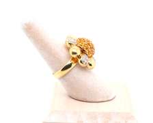 Fantastic 18kt Yellow Gold Citrine and Diamond Flower Style Ring
