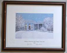 2006 Large Size Framed Presidential Christmas Card. George and Laura Bush
