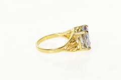 14K Yellow Gold Oval Mystic Topaz Solitaire Statement Ring
