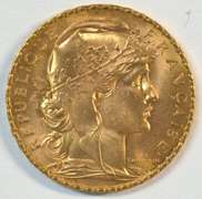 Superb Gem BU 1914 France 20 Francs Gold 'Rooster'