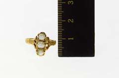 18K Yellow Gold Ornate Victorian Pearl Filigree Engagement Ring