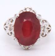 Fabulous White Gold Lead Treated Ruby with Diamond Ring