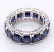 Navy Blue Cubic Zirconia Sterling Silver Band