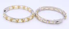 Sterling Silver Yellow Cubic Zirconia Hoop Earrings